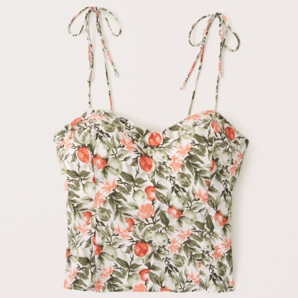 Abercrombie & Fitch Floral Tie-Strap V-Neck Tank